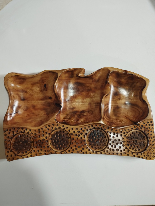 سینی سرو پذیرایی چوبی .دفرمه .دست ساز